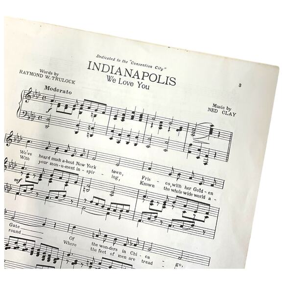 Ned Clay Signed Indianapolis We Love You Sheet Music Hoosier Capital Song - Picture 5 of 8